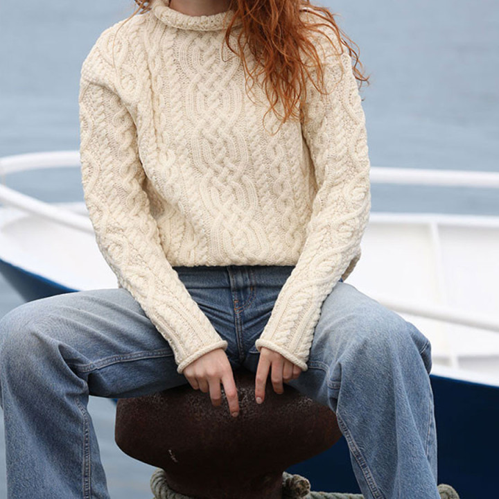 Pull Col Cheminée Ecru Inis Crafts