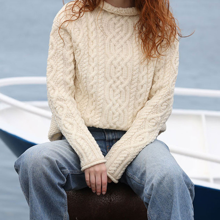 Pull Col Cheminée Ecru Inis Crafts