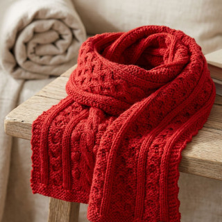 Inis Crafts Honeycomb Red Scarf