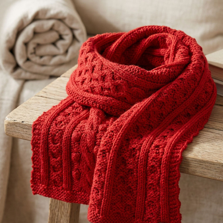Écharpe Honeycomb Rouge Inis Crafts
