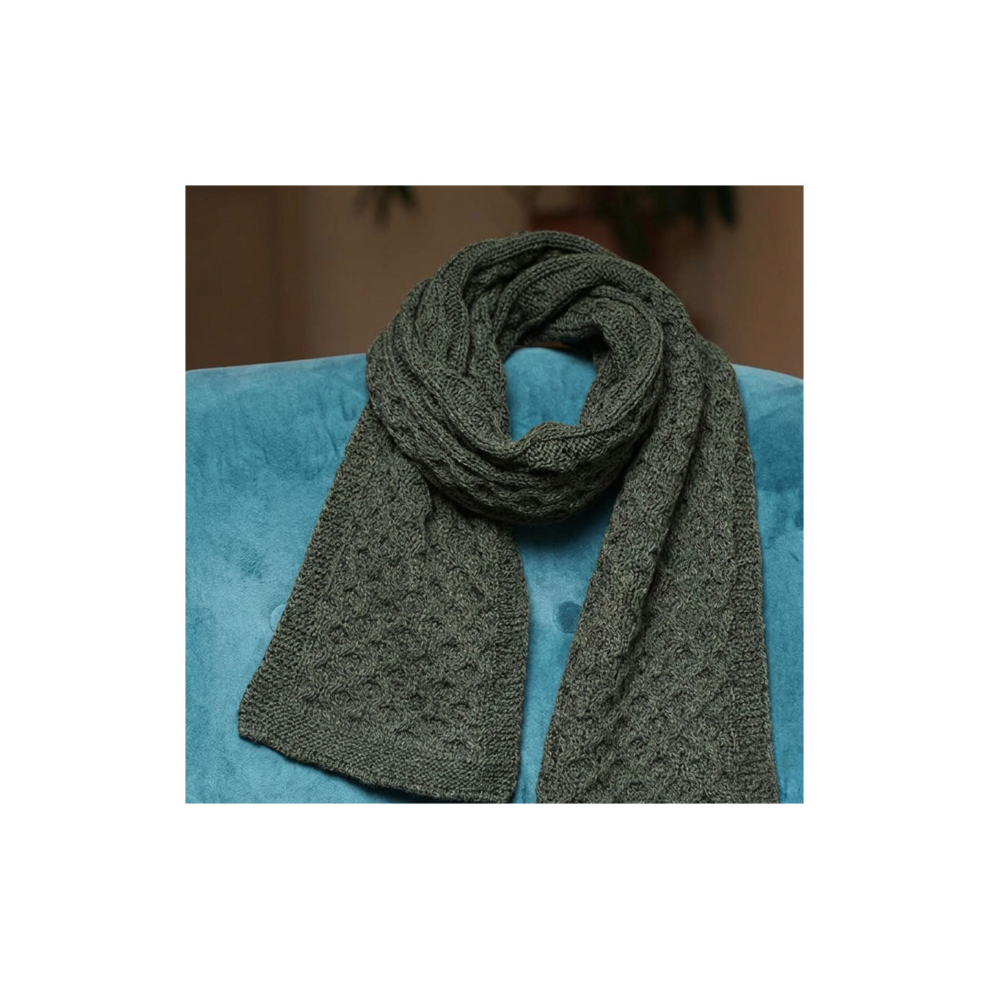 Inis Crafts Honeycomb Green Scarf