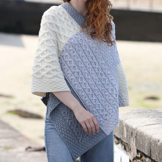 Aran Woollen Mills Twisted Patchwork Supersoft Poncho