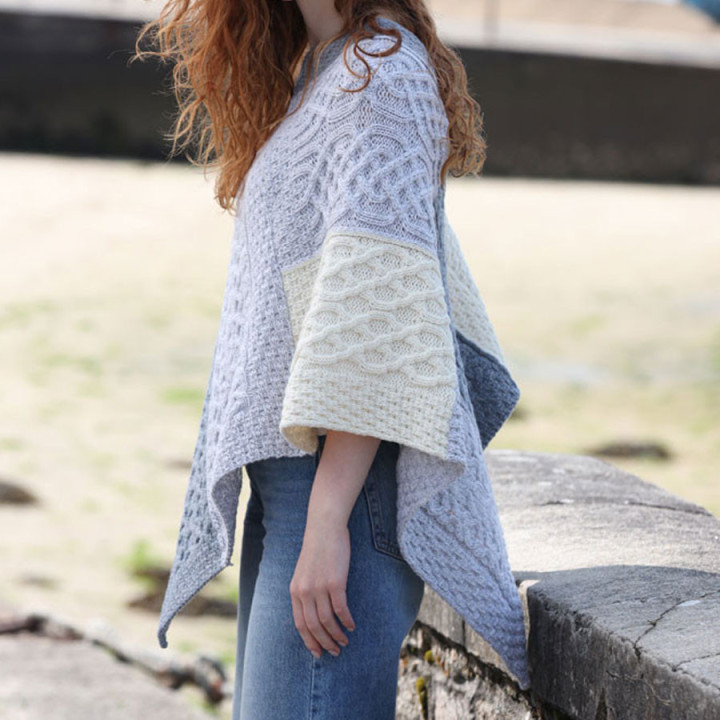 Aran Woollen Mills Twisted Patchwork Supersoft Poncho