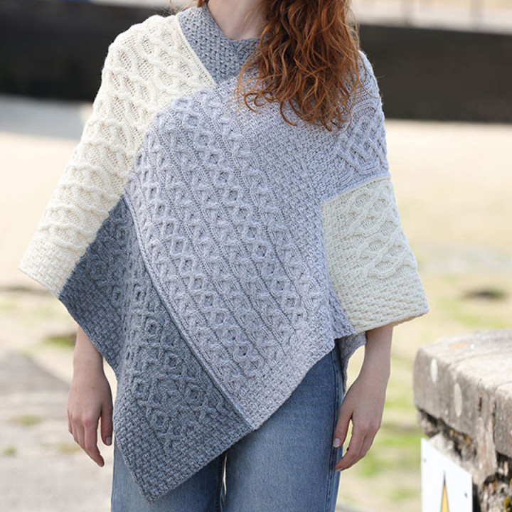 Aran Woollen Mills Twisted Patchwork Supersoft Poncho