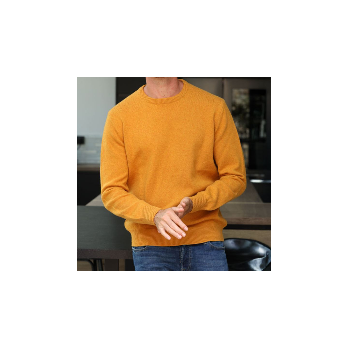 Pull Col Rond Jaune Best Yarn