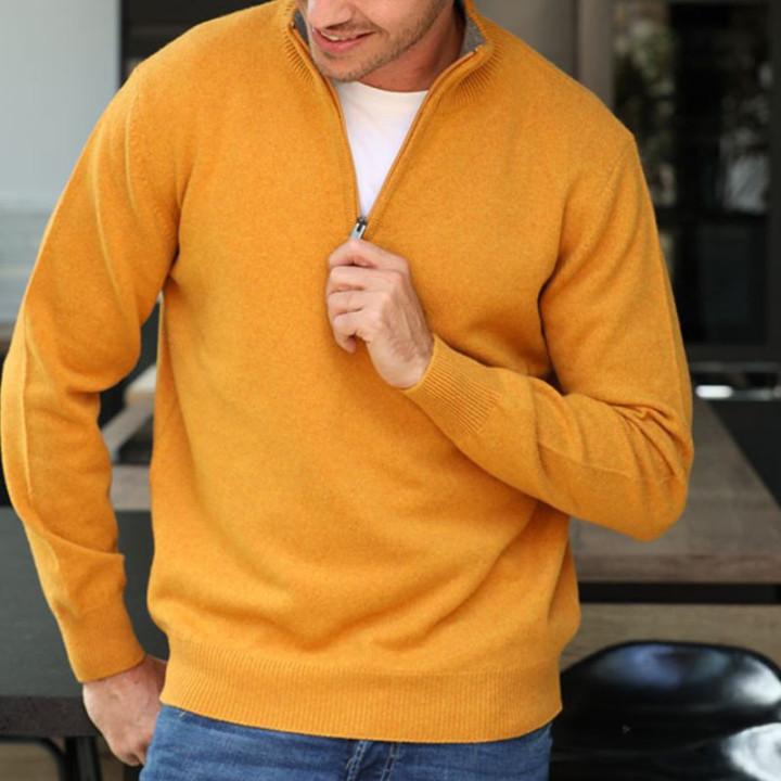 Best Yarn Yellow Gold 1/2 Zip Collar Sweater