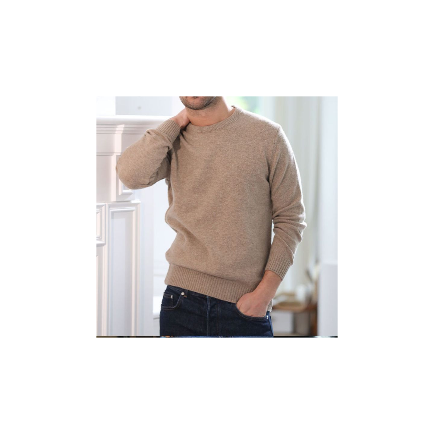 Pull Col Rond Taupe 80/20 Celtic Alliance