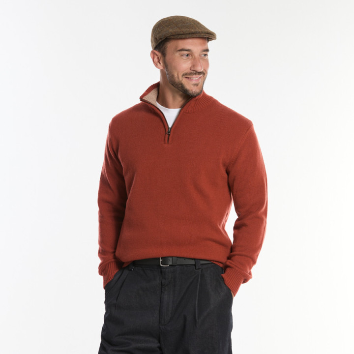 Pull Col Demi-Zip Brique Celtic Alliance