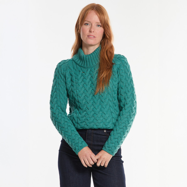 Pull Sligo Bleu Sarcelle Aran Woollen Mills