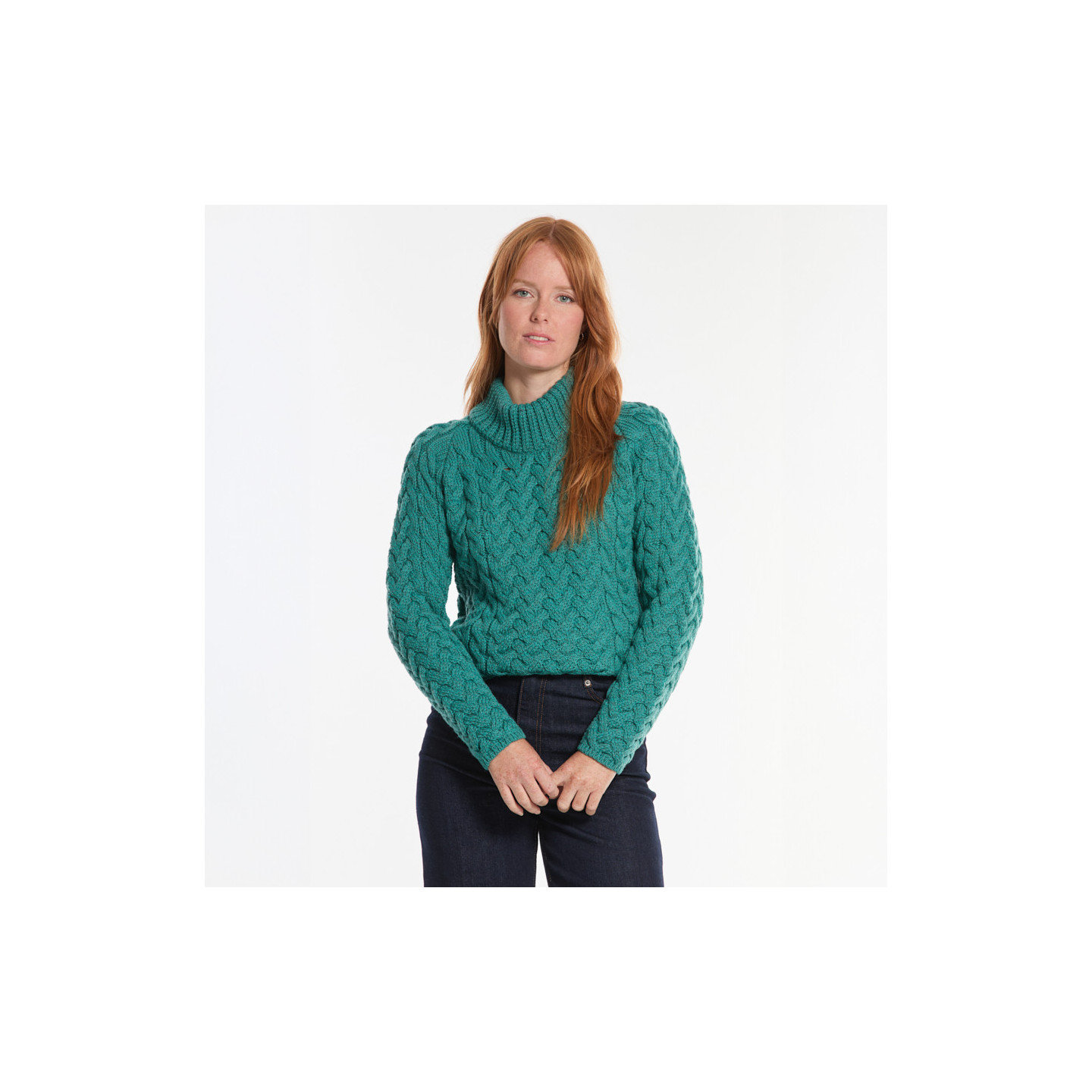 Pull Sligo Bleu Sarcelle Aran Woollen Mills