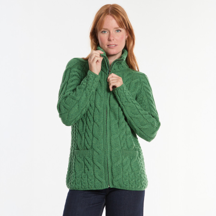 Cardigan Zippé Lisbaun Kiwi Aran Woollen Mills