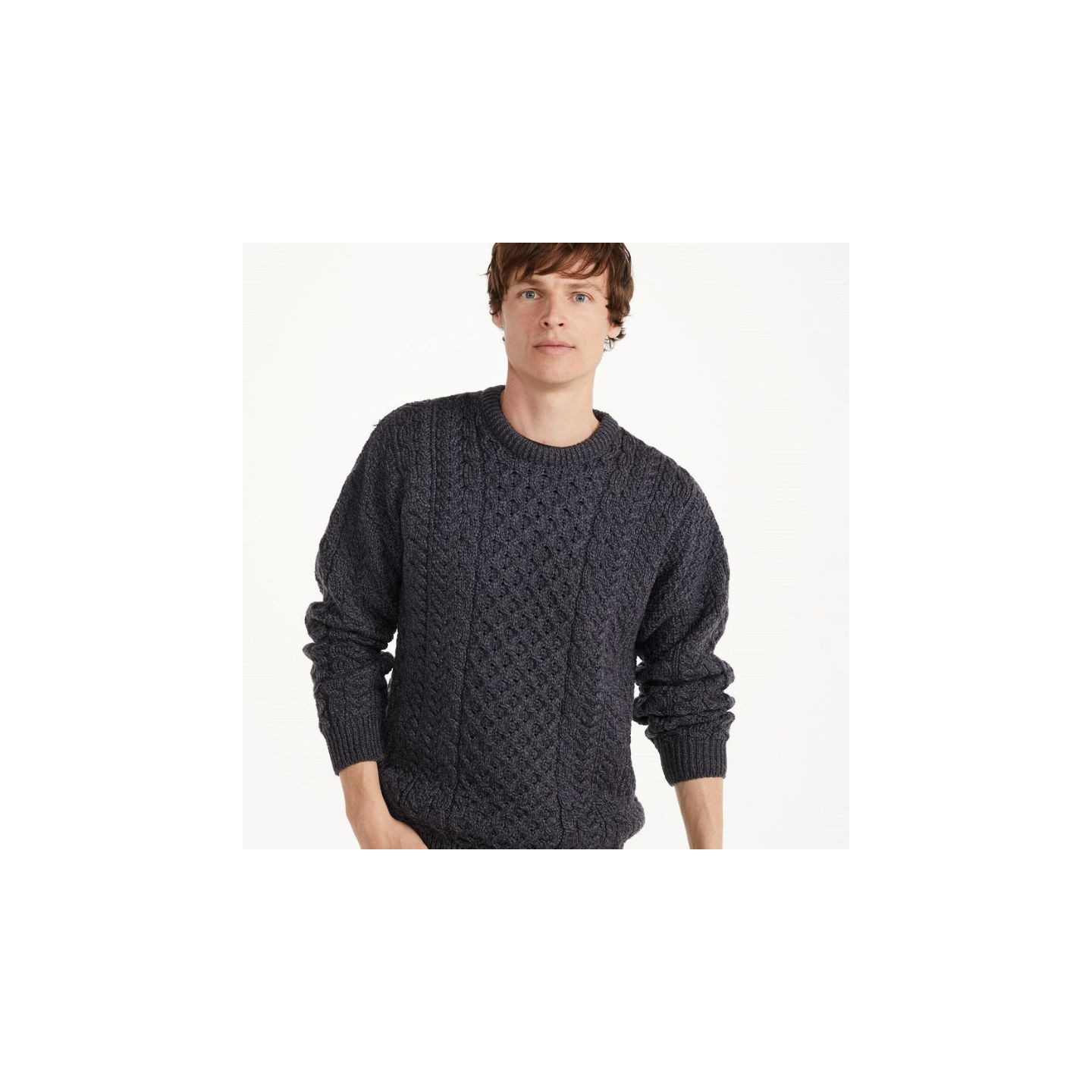 Pull Ennis Col Rond Gris Derby Aran Woollen Mills