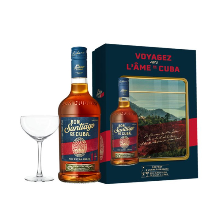 Santiago de Cuba 11 Year Old Gift Set with Glass 70cl 40% | Cuban Rum | Le Comptoir Irlandais