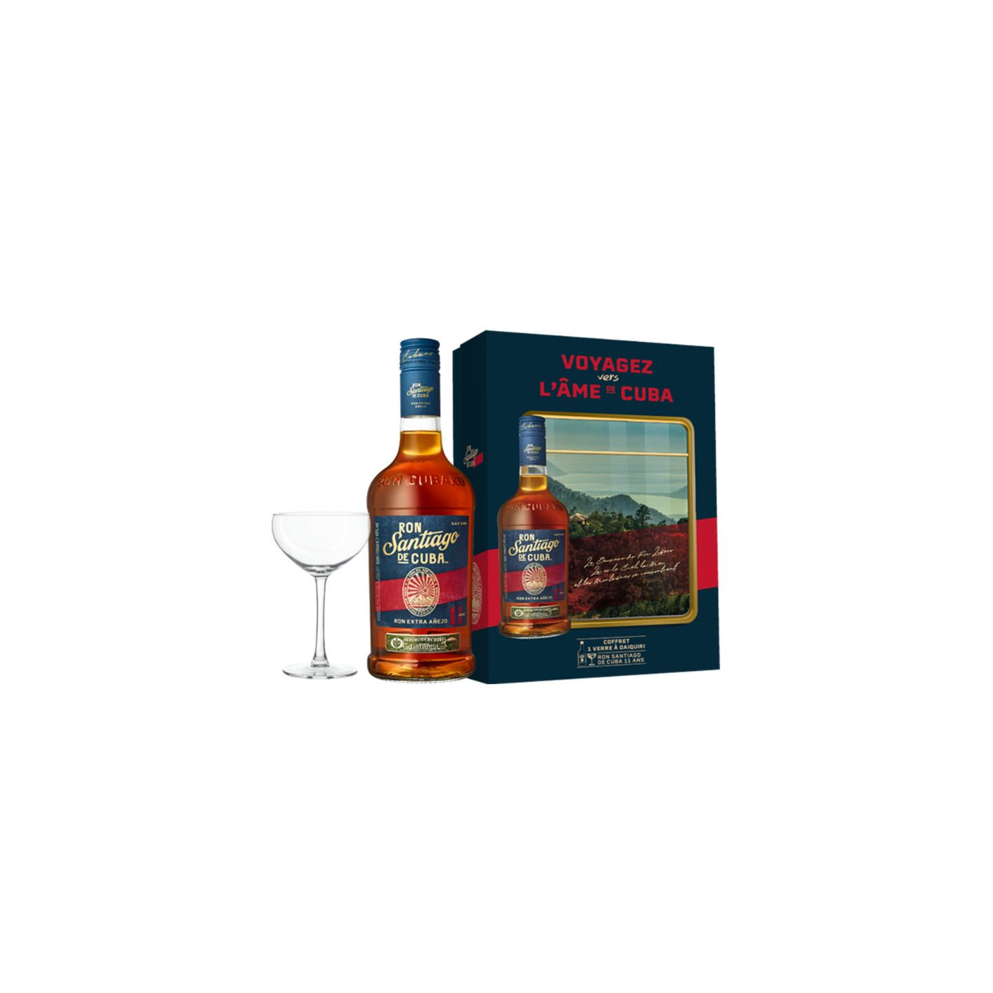 Coffret Santiago de Cuba 11 Ans avec Verre 70cl 40% | Rhum Cubain | Le Comptoir Irlandais