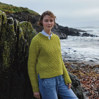 Pull Kenmare Vert Pomme Fisherman