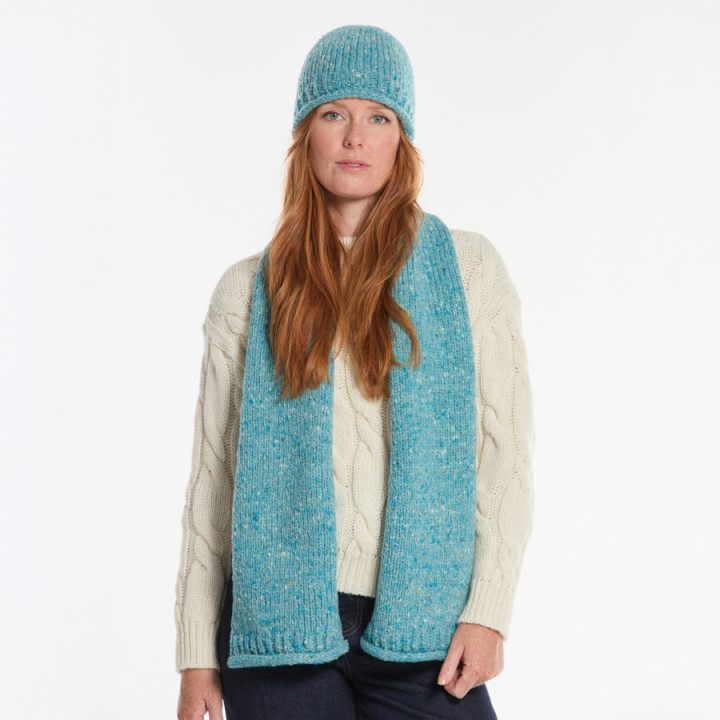 Echarpe Ballina Donegal Bleu Ciel Aran Woollen Mills