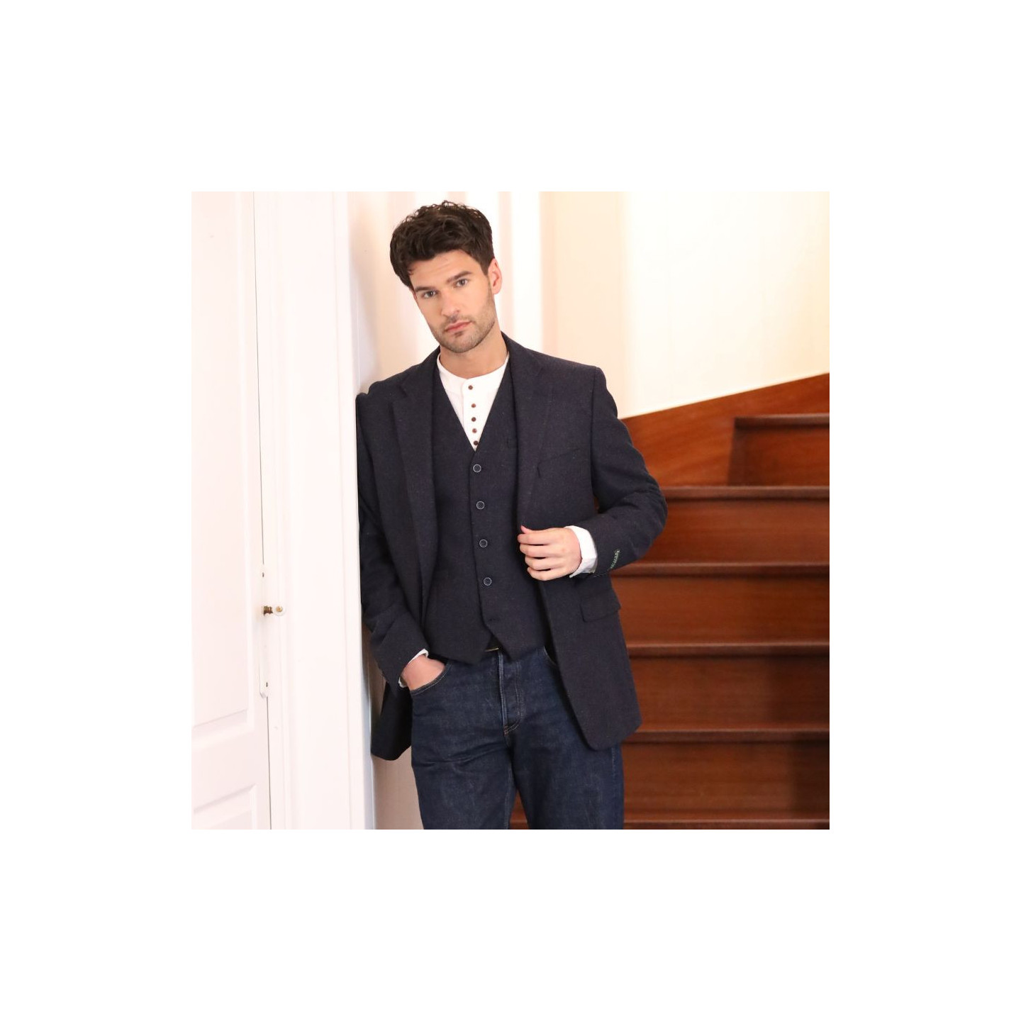 Emerald Isle Weaving Blue Chiné Wool Blend Jacket