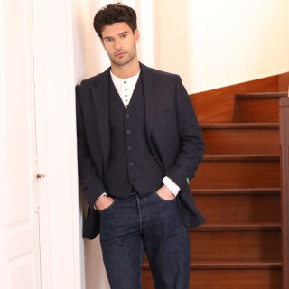 Emerald Isle Weaving Blue Chiné Wool Blend Jacket