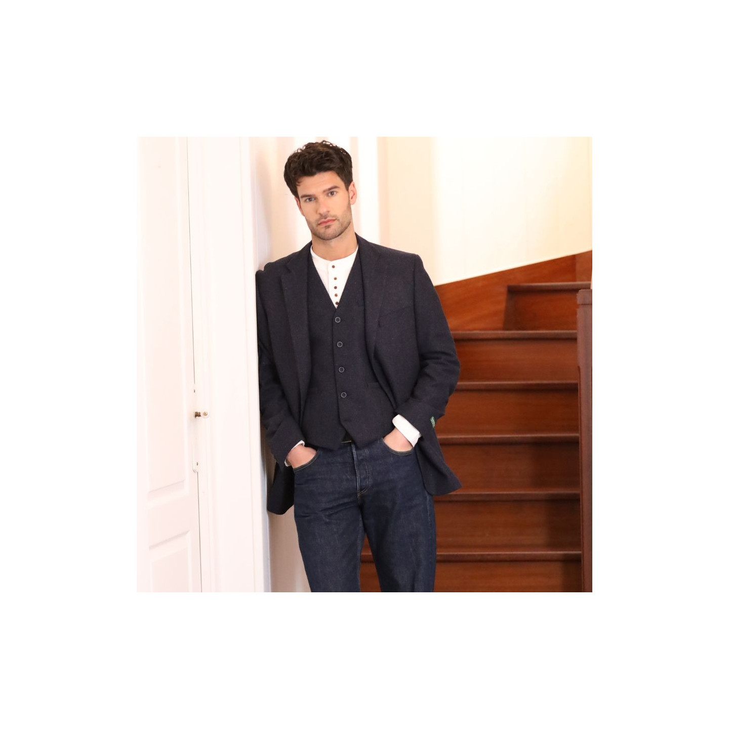 Emerald Isle Weaving Blue Chiné Wool Blend Jacket