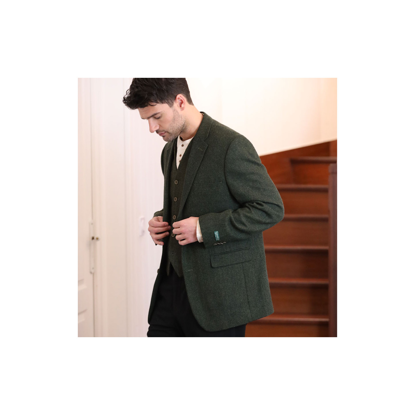 Veste Laine Mélangée Olive Emerald Isle Weaving