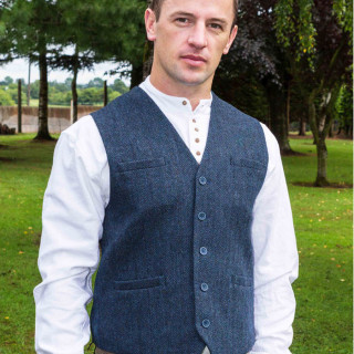 Emerald Isle Weaving Blue Wool Blend Waistcoat