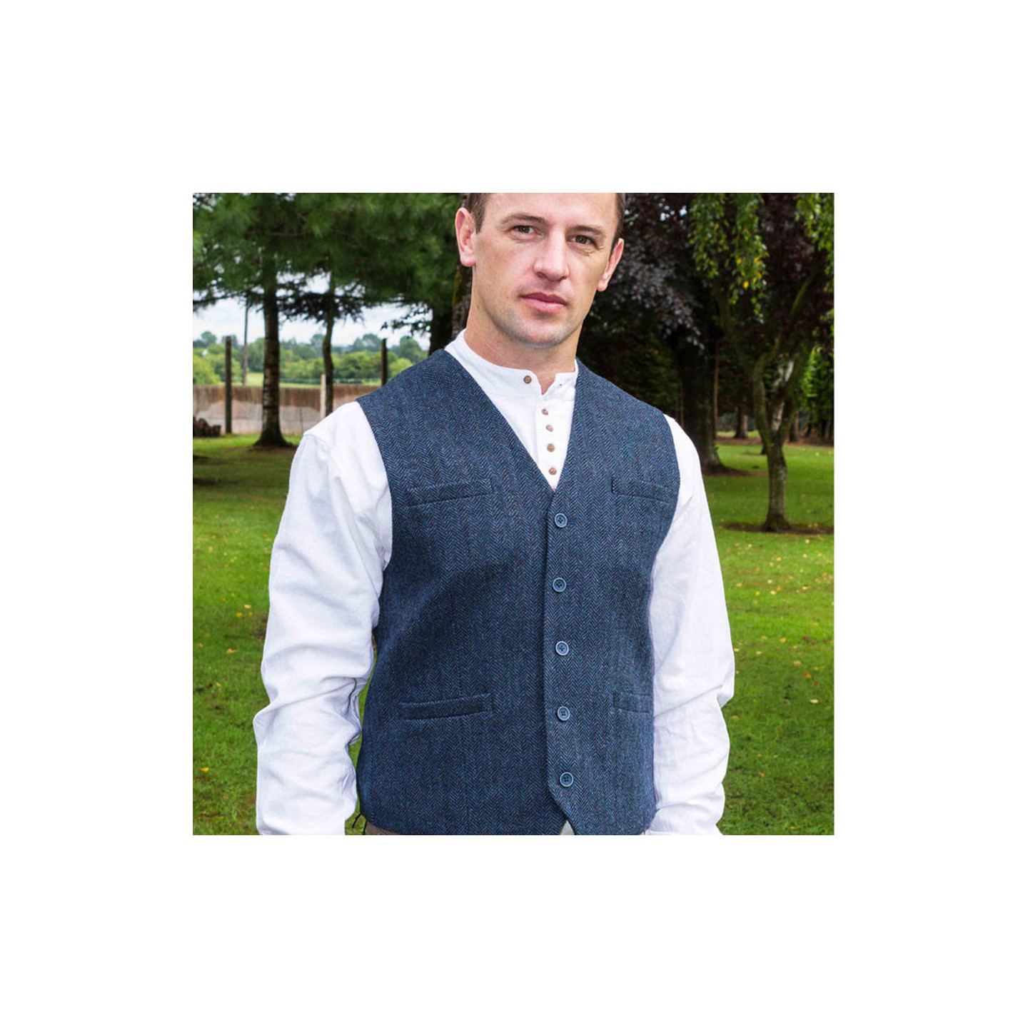 Gilet Laine Mélangée Bleu Emerald Isle Weaving