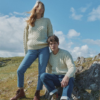 Pull Aran Col Rond Naturel Chiné Aran Woollen Mills