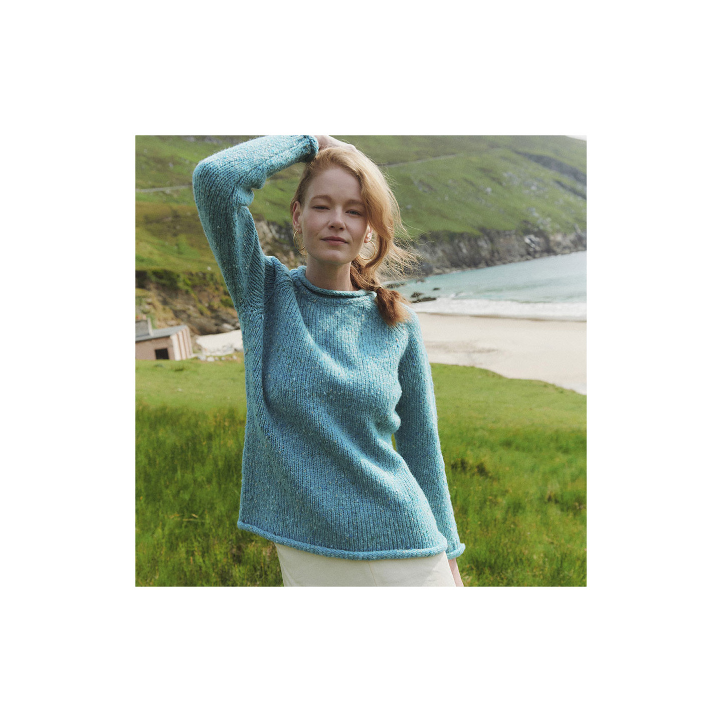 Pull Ballina Bleu Ciel Aran Woollen Mills