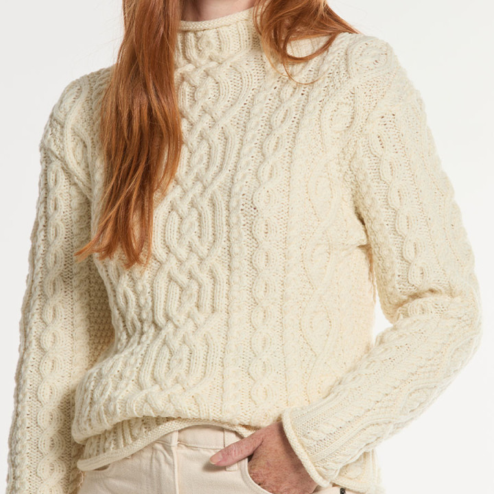 Pull Col Cheminée Ecru Inis Crafts