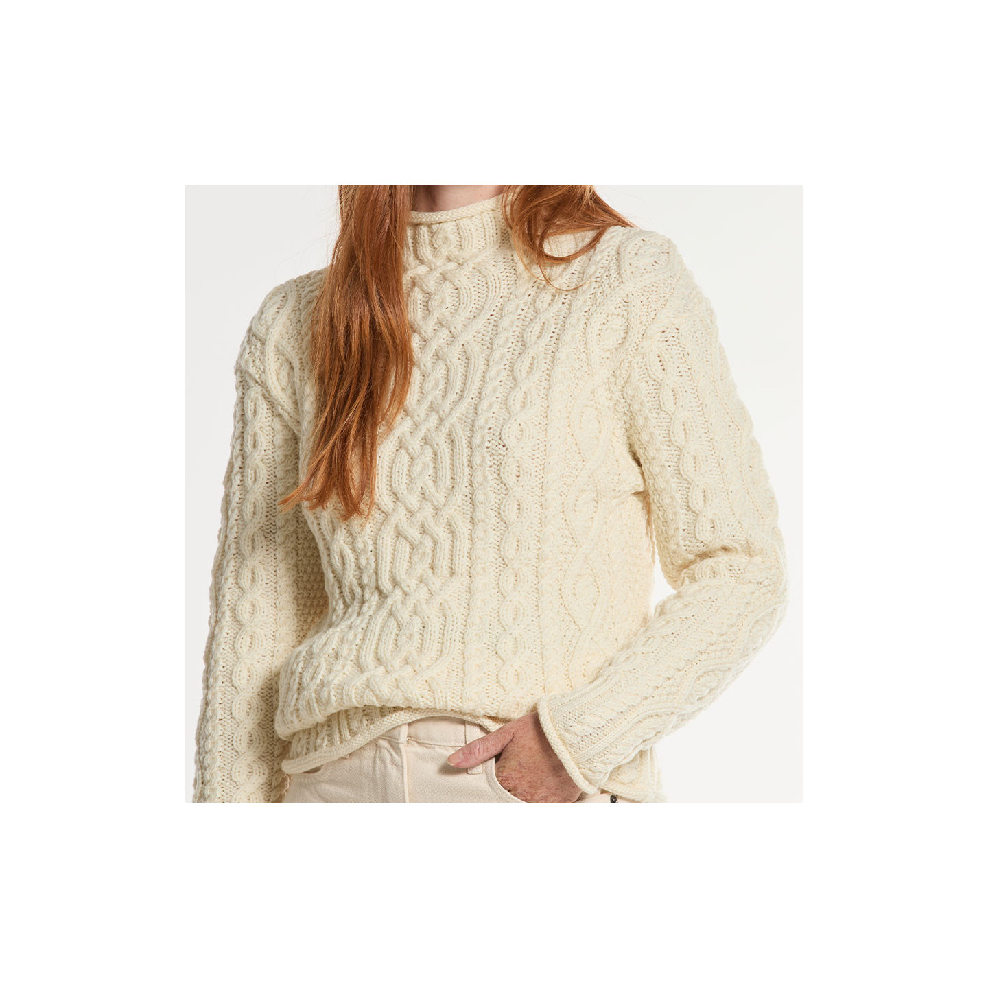 Inis Crafts Ecru Funnel Neck Sweater