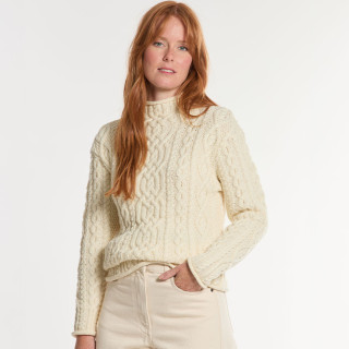 Inis Crafts Ecru Funnel Neck Sweater