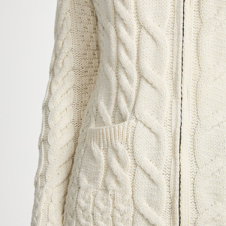 Cardigan Zippé Lisbaun Écru Aran Woollen Mills