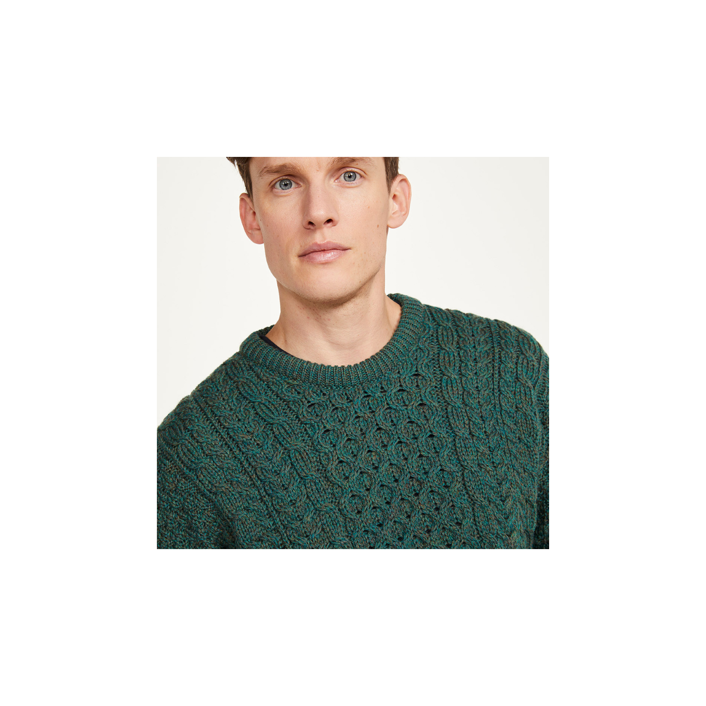Aran Woollen Mills Ennis Round Neck Green Sweater