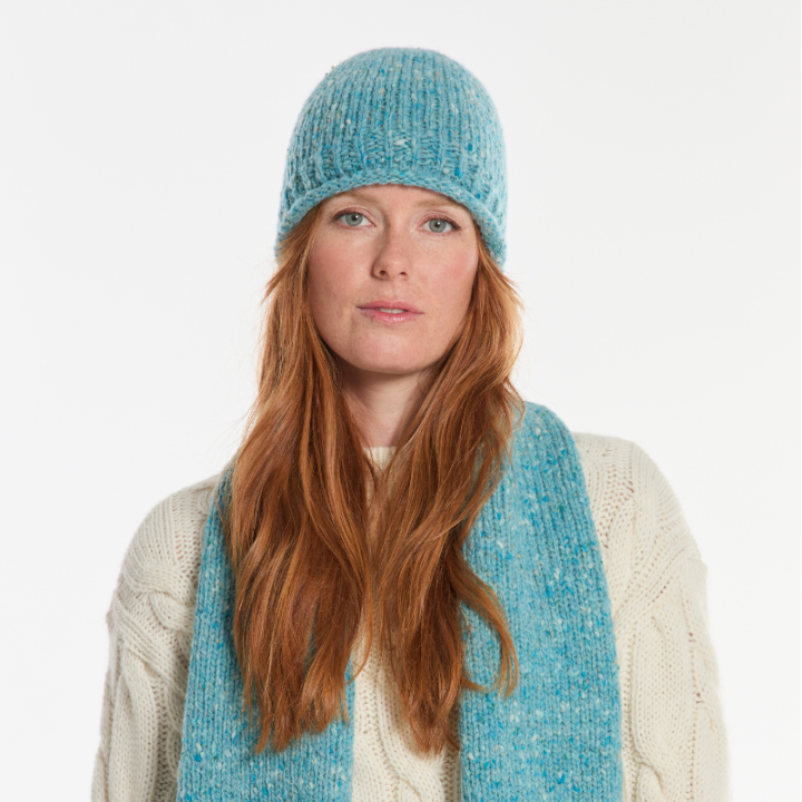 Bonnet Ballina Donegal Bleu Ciel Aran Woollen Mills