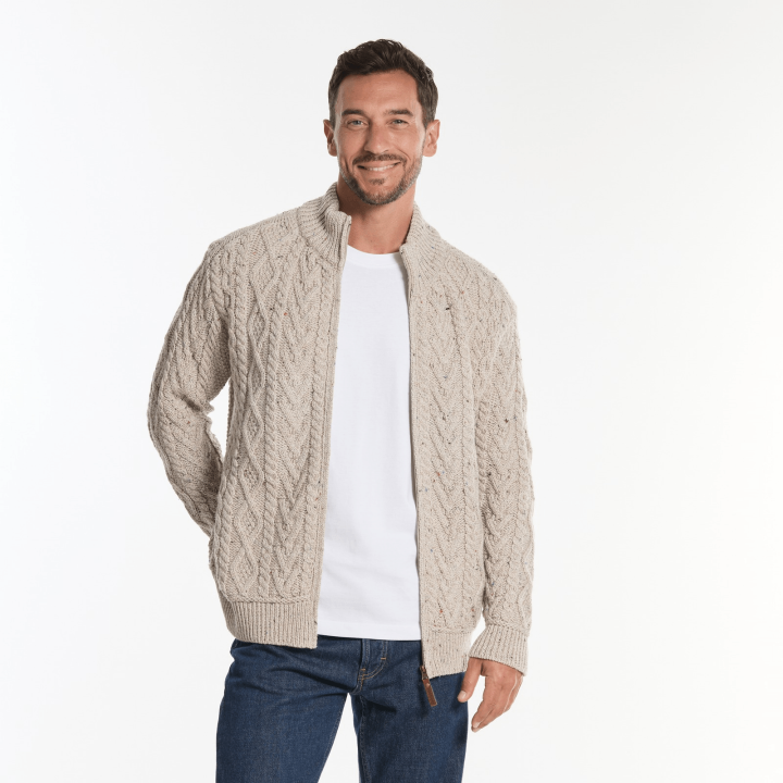 Veste Zippée Beige Chiné Inis Crafts
