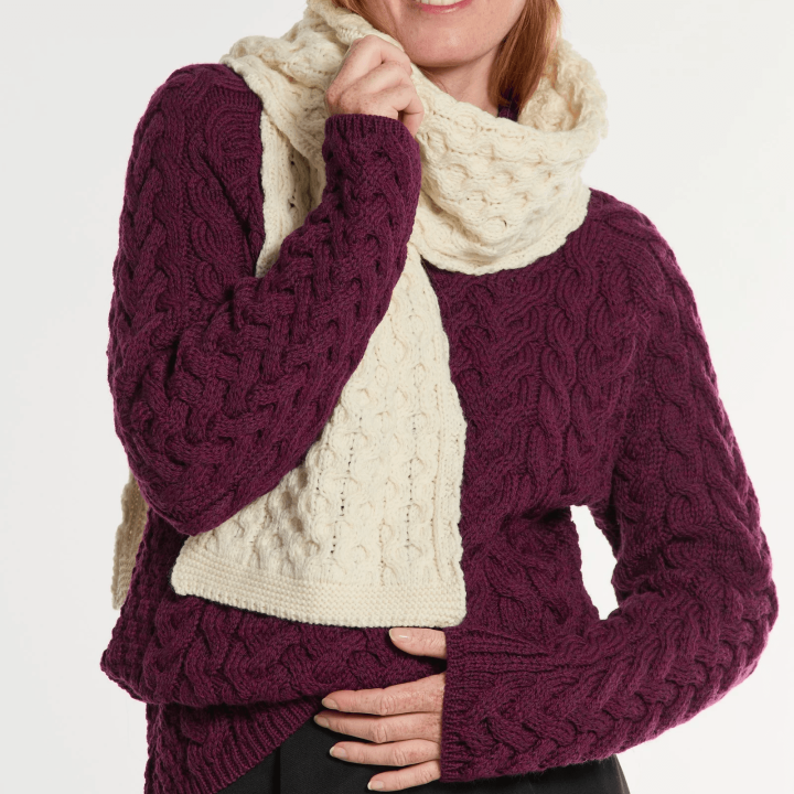 Inis Crafts Honeycomb Ecru Scarf