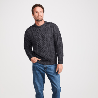 Pull Ennis Col Rond Gris Derby Aran Woollen Mills