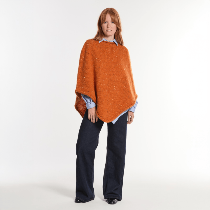 Poncho Ballina Orange Aran Woollen Mills