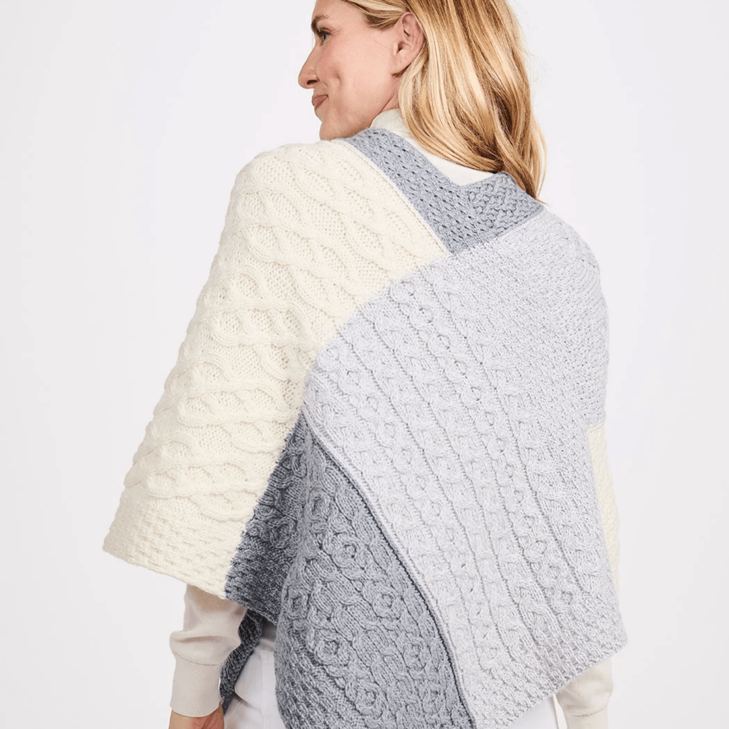 Aran Woollen Mills Twisted Patchwork Supersoft Poncho