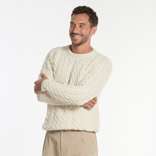 Aran Woollen Mills Crew Neck Ecru Supersoft Sweater