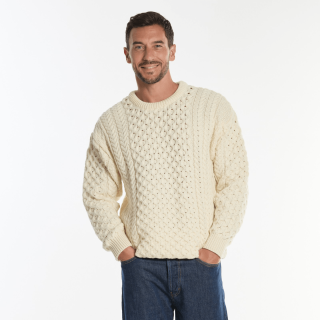 Pull Mixte Kildare Merinos Écru Inis Crafts