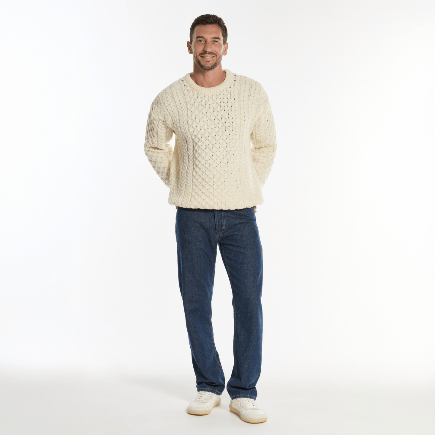 Inis Crafts Ecru Merino Kildare Mixt Sweater