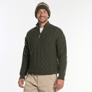 Inis Crafts Half-Zipped Green Sweater