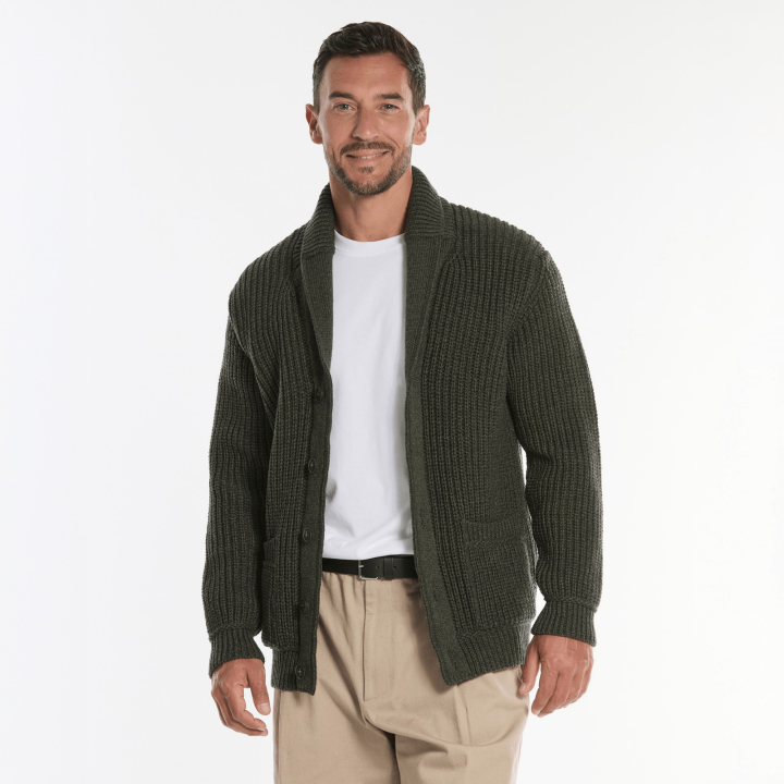 Gilet Mérinos Boutonné Vert Inis Crafts
