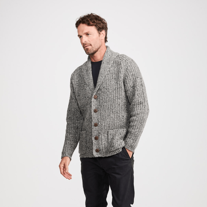 Aran Woollen Mils Cardigan Kells Grey
