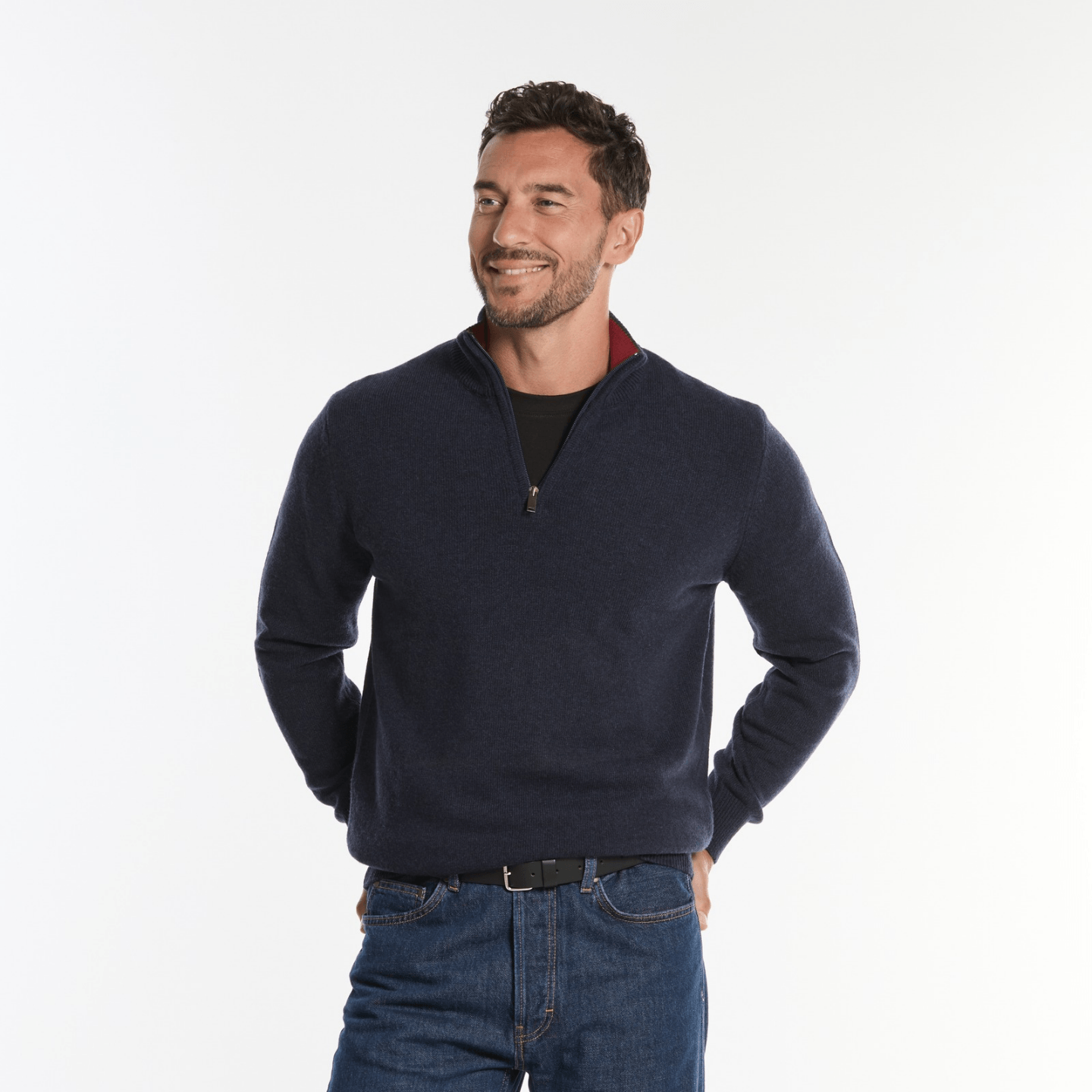 Best Yarn Navy 1/2 Zip Collar Sweater