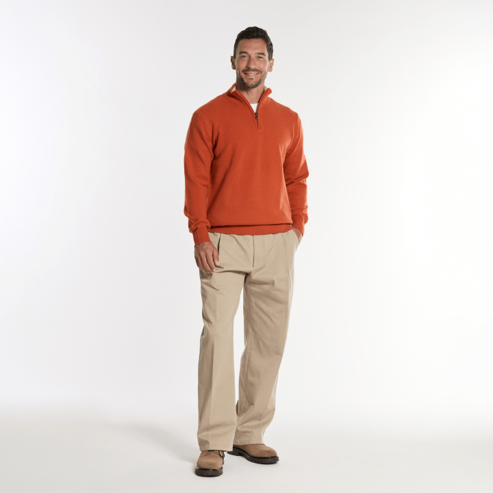 Pull Col  ½ Zip  Orange Best Yarn
