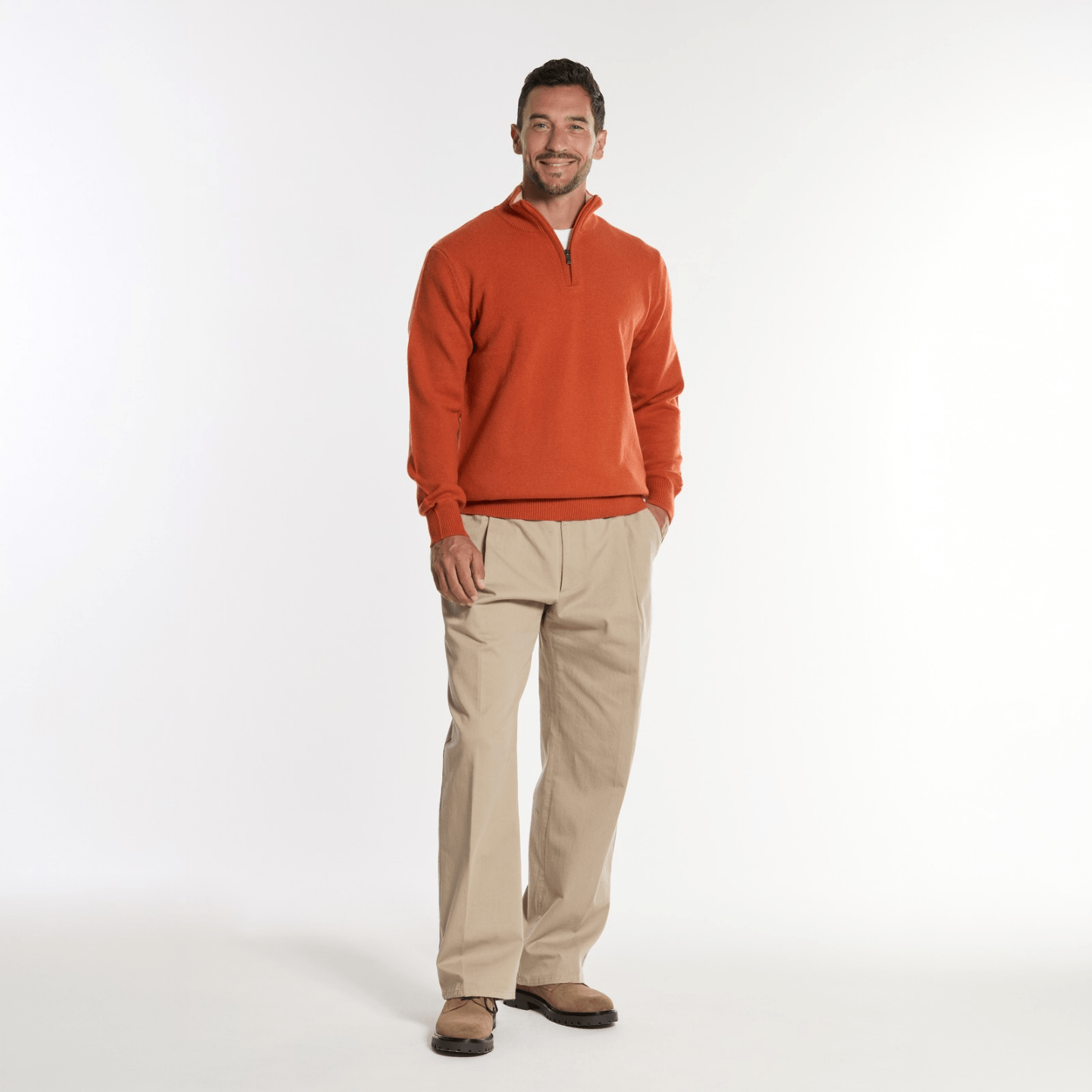 Pull Col  ½ Zip  Orange Best Yarn