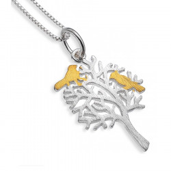 Tree of Life and Bird Silver Pendant 