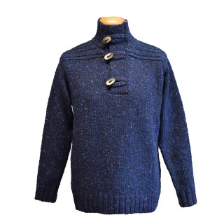 Out Of Ireland Heather Blue Button Down Sweater